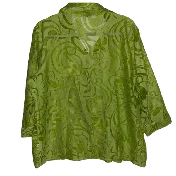 ELEMENTZ Unique Design Button Up Linen Top Large - Picture 2 of 2